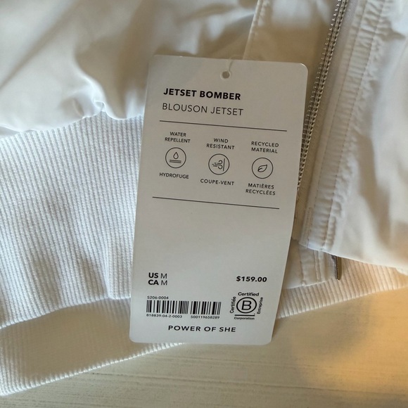 Athleta Women's White Jetset Bomber Jacket, size M, NWT - Picture 7 of 8
